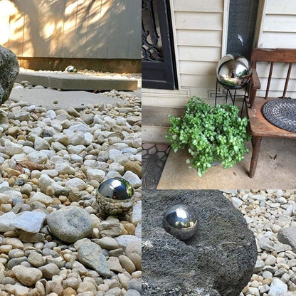 35cm/14inch Diameter Gazing Globe Mirror Ball,Red Stainless Steel Polished Reflective Smooth Garden