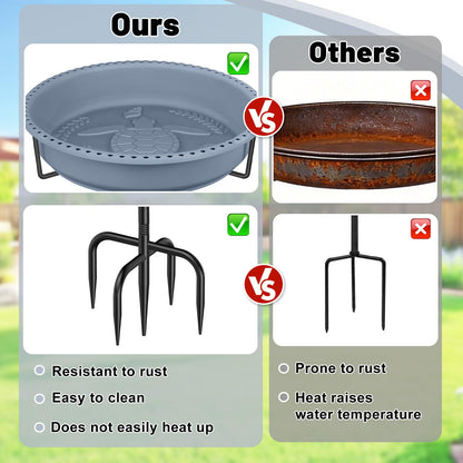 YOADEHOA Bird Bath for Outside, Garden Freestanding Birdbath & Birdfeeder with Removable Bowl, Bird