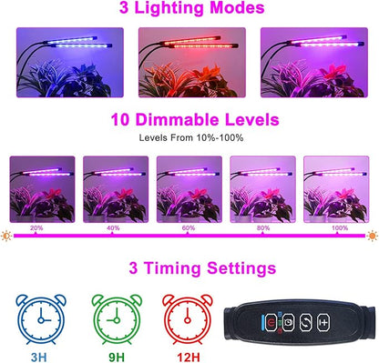 Grow Lights for Indoor Plants, Full Spectrum LED Plant Lamps with Clips and 3m Cables for Seeding