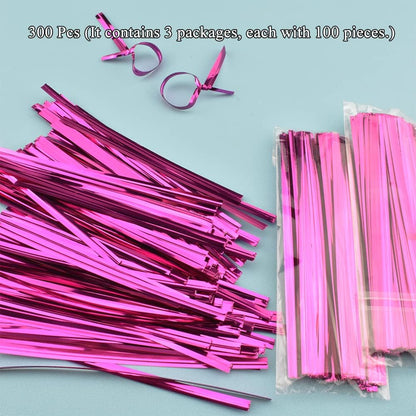 HAHIYO 300Pcs 4 inches Rose Red Metal Twist Ties Bread Candy Coffee Bag Ties Plant Garden Twist