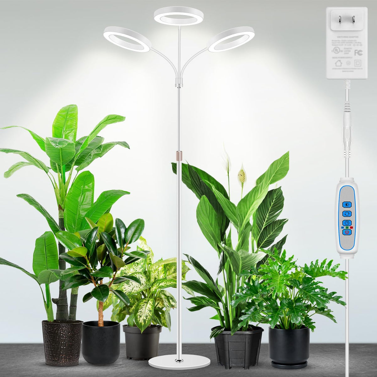 Garpsen Floor Plant Light, Full Spectrum 252 LEDs Grow Light for Indoor Plants with Base, 3 Color