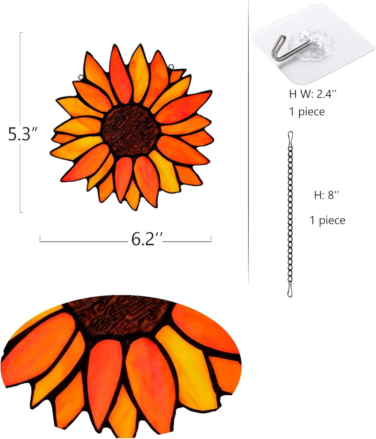 Sun Flower Suncatcher Stained Glass Window Hangings, Sunflower Decor Wall Art for Kitchen