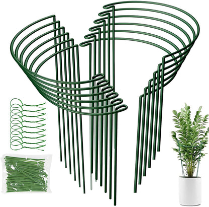 LINGHUI 12 Pack Plant Support Stakes, 10" Wide x 16" High,Heavy-Duty Half Round Peony Support Ring