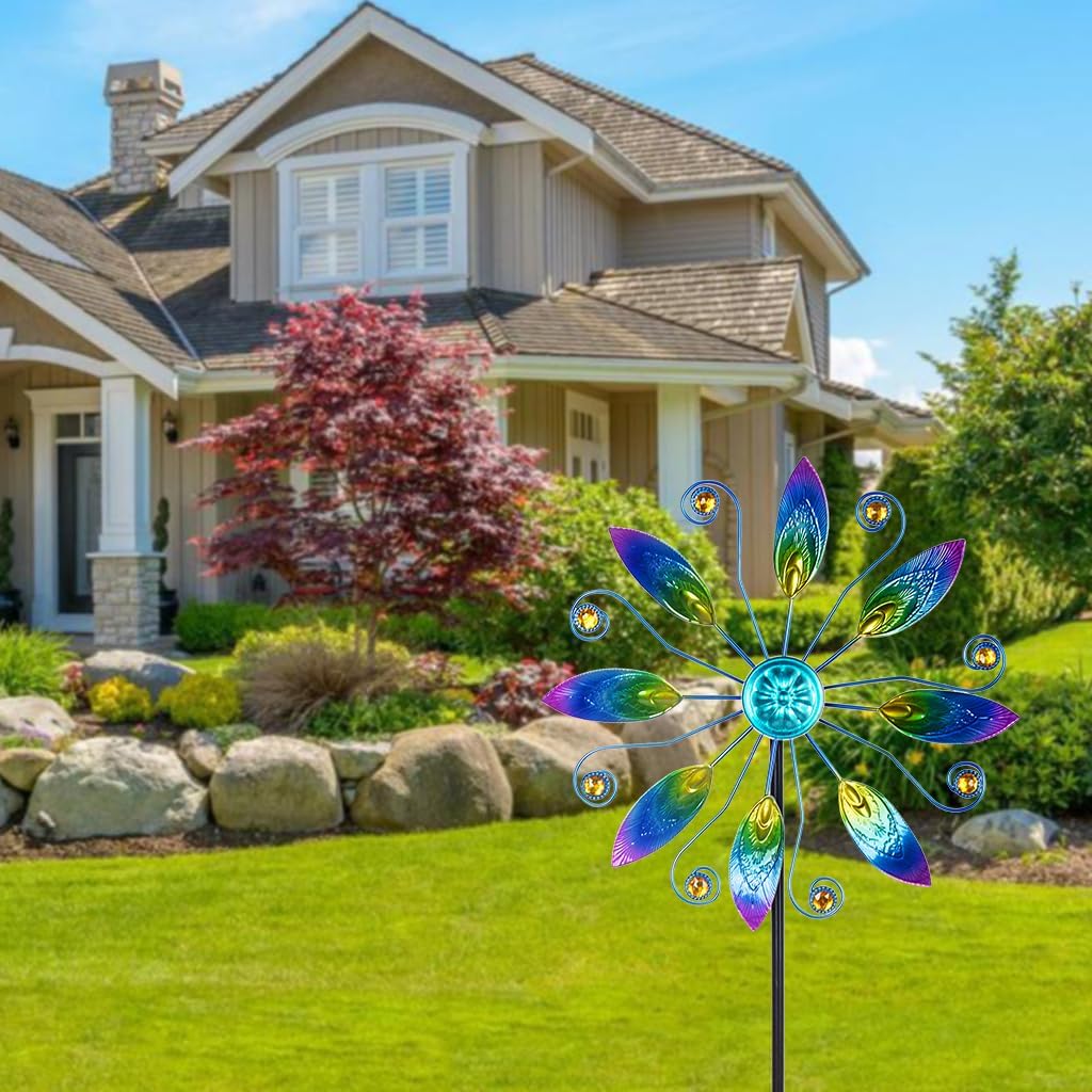 Metal Wind Spinners Outdoor 10” Dia Wind Spinners for Yard and Garden Kinetic Windmill Waterproof