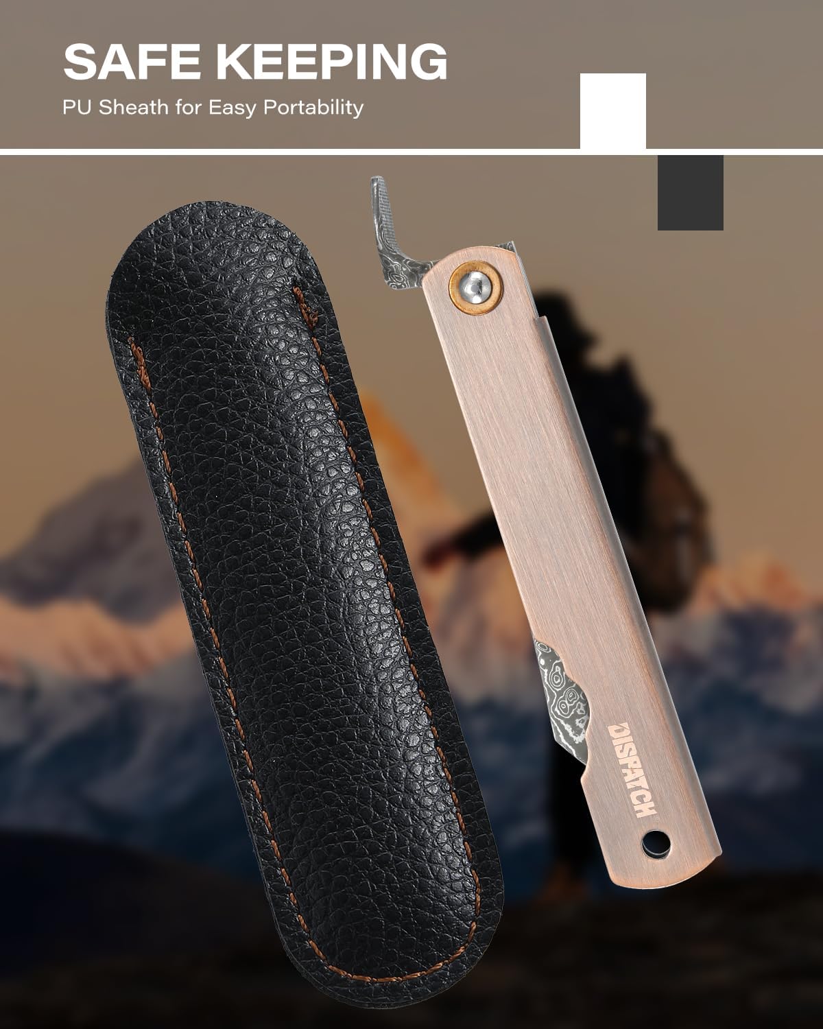 EDC Folding Knife, 2.8" Full Panel Plain Edge Blade, Non-Locking Pocket Knife Features Cloud