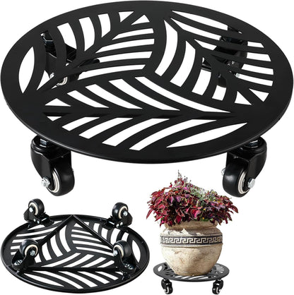 1 Pack 13 inches Metal Plant Caddy with Wheels Heavy-duty Large Iron Rolling Plant Stand with