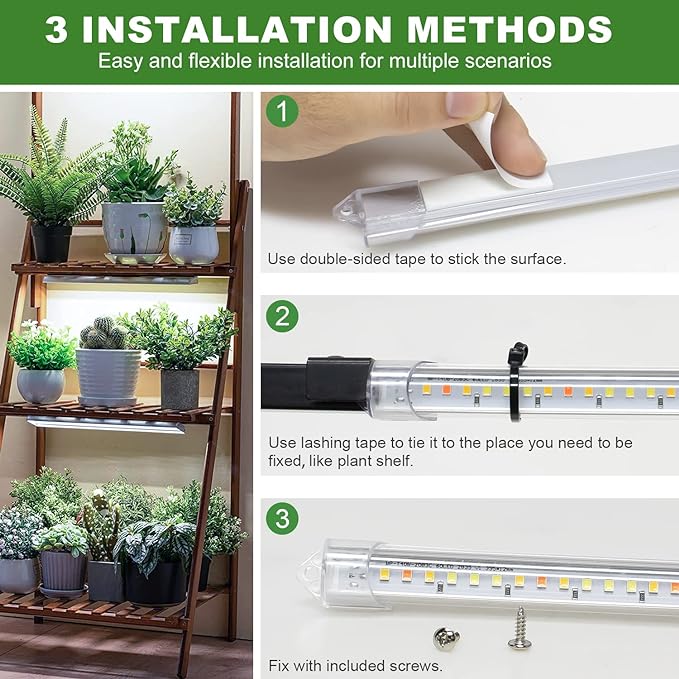 Grow Lights for Indoor Plants, 16" Full Spectrum Plant Grow Light Strips with Upgrade Timer 6/12/16