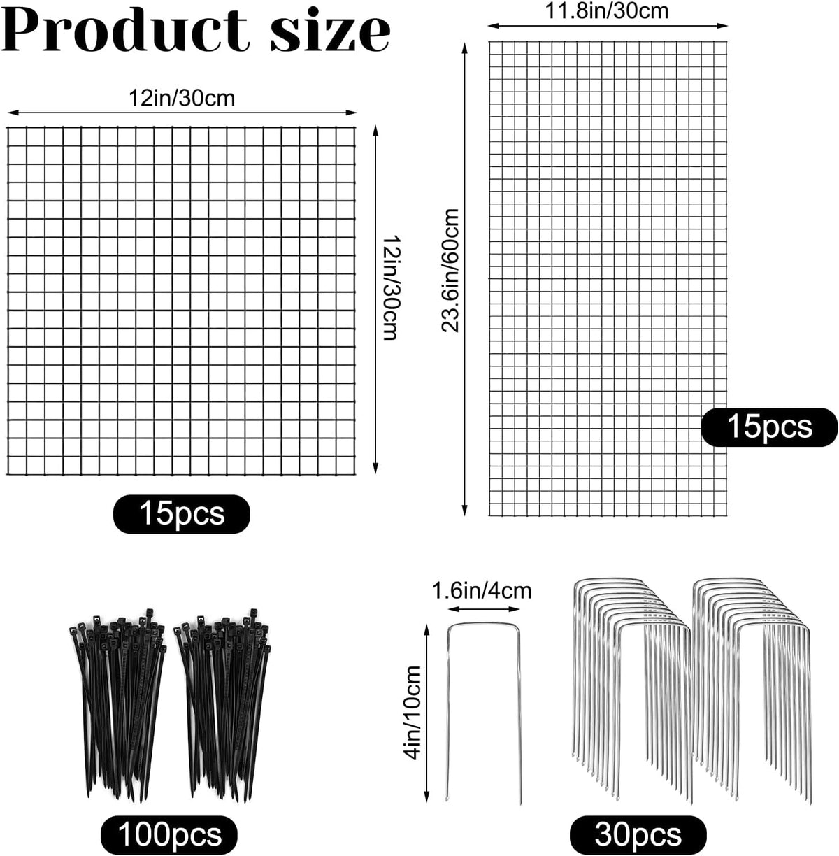 10 Pack Round Plant Protector from Animals, 12'' x 24'' and 12'' x12'' Metal Plant Cages to Keep