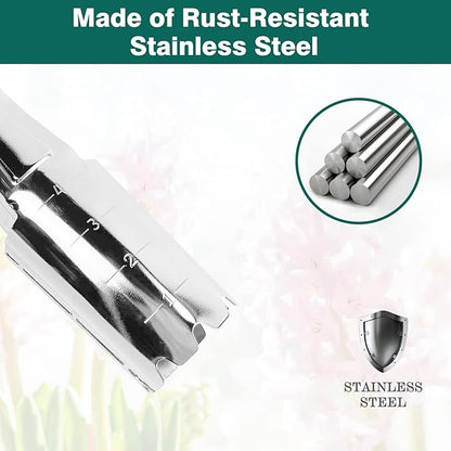 Berry&Bird Garden Bulb Planter with 4 Inches Depth Mark, Stainless Steel Gardening Bulb