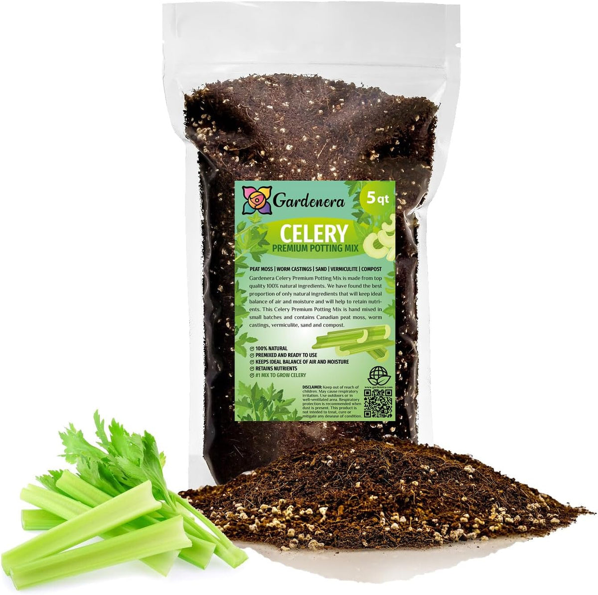GARDENERA Premium Celery Potting Soil Mix - Optimal Nutrient-Rich Blend for Thriving and Crisp