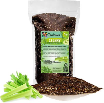GARDENERA Premium Celery Potting Soil Mix - Optimal Nutrient-Rich Blend for Thriving and Crisp
