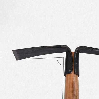 Garden Pick Mattock Hoe, 15.7" High Carbon Steel Dual-Use Tool with Wood Handle for Digging Weeding