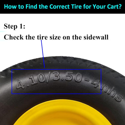 Flat Free 4.10/3.50-4 Hand Truck Tire with 3/4 Axle Bore, 2.2” Offset 10 inch Solid Tire
