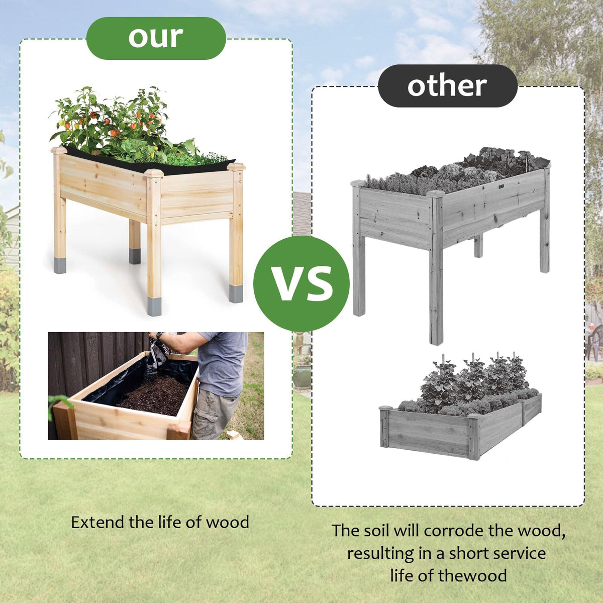 Qivine Raised Garden Bed Liner, Waterproof Raised Flower Bed Planter Liner, 5Ft x 9Ft Rectangle