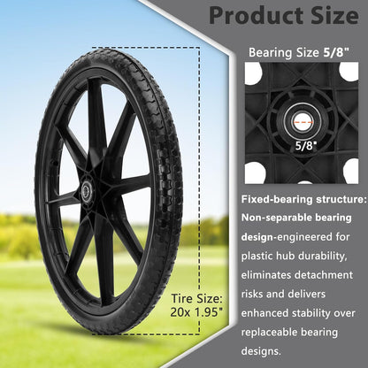 Upgraded 20" Flat Free Wheels Compatible with rubbermaid Wheelbarrow Tires, 20" Flat Free Tires