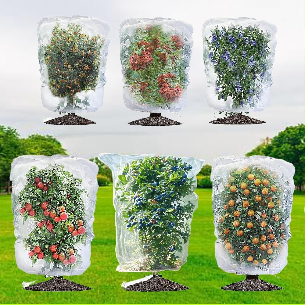 6Pcs 5x5.3ft Durable Garden Mesh Netting, Pest Barrier & Bird Net for Protect Fruit Tree Blueberry
