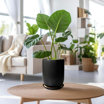 Ceramic Planter 8 Inch - Plant Pot for Indoor Outdoor Plants Cylinder Flower Pot with Drainage Hole