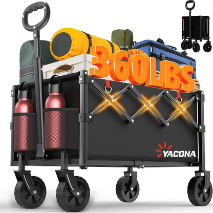 Wagons Carts Foldable, Lightweight Portable Utility Shopping Cart with Wheels, Folding Grocery