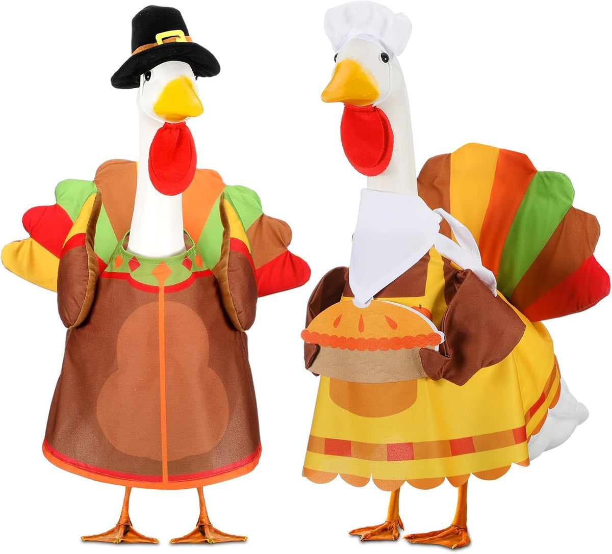Abbylike 2 Set Thanksgiving Porch Goose Outfits Turkey Goose Clothes Costume Fit Large 23'' Cement