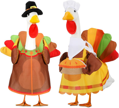 Abbylike 2 Set Thanksgiving Porch Goose Outfits Turkey Goose Clothes Costume Fit Large 23'' Cement
