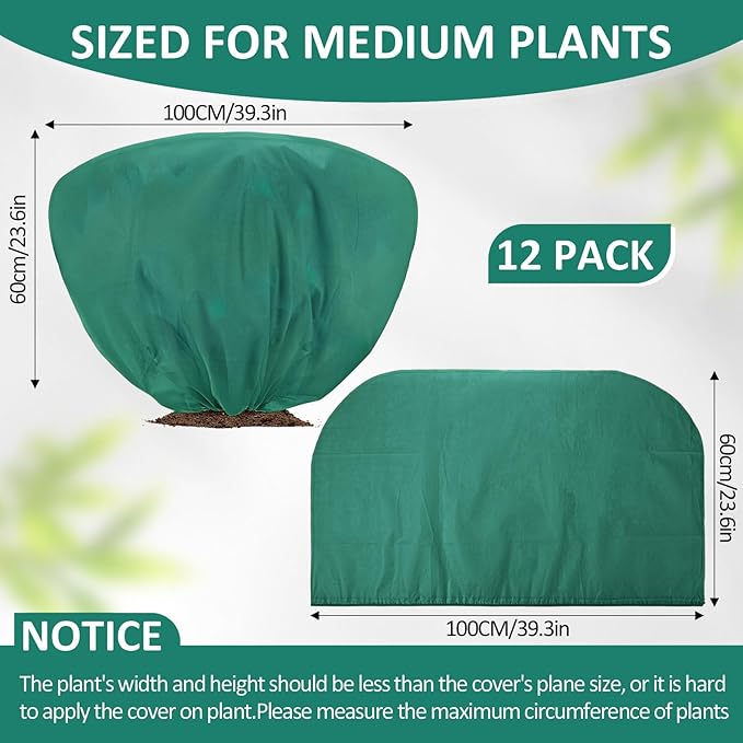 12 Pcs Winter Plant Covers Freeze Protection 39.4x23.6 Inch Horizontal Shrub Tree Rose Plant