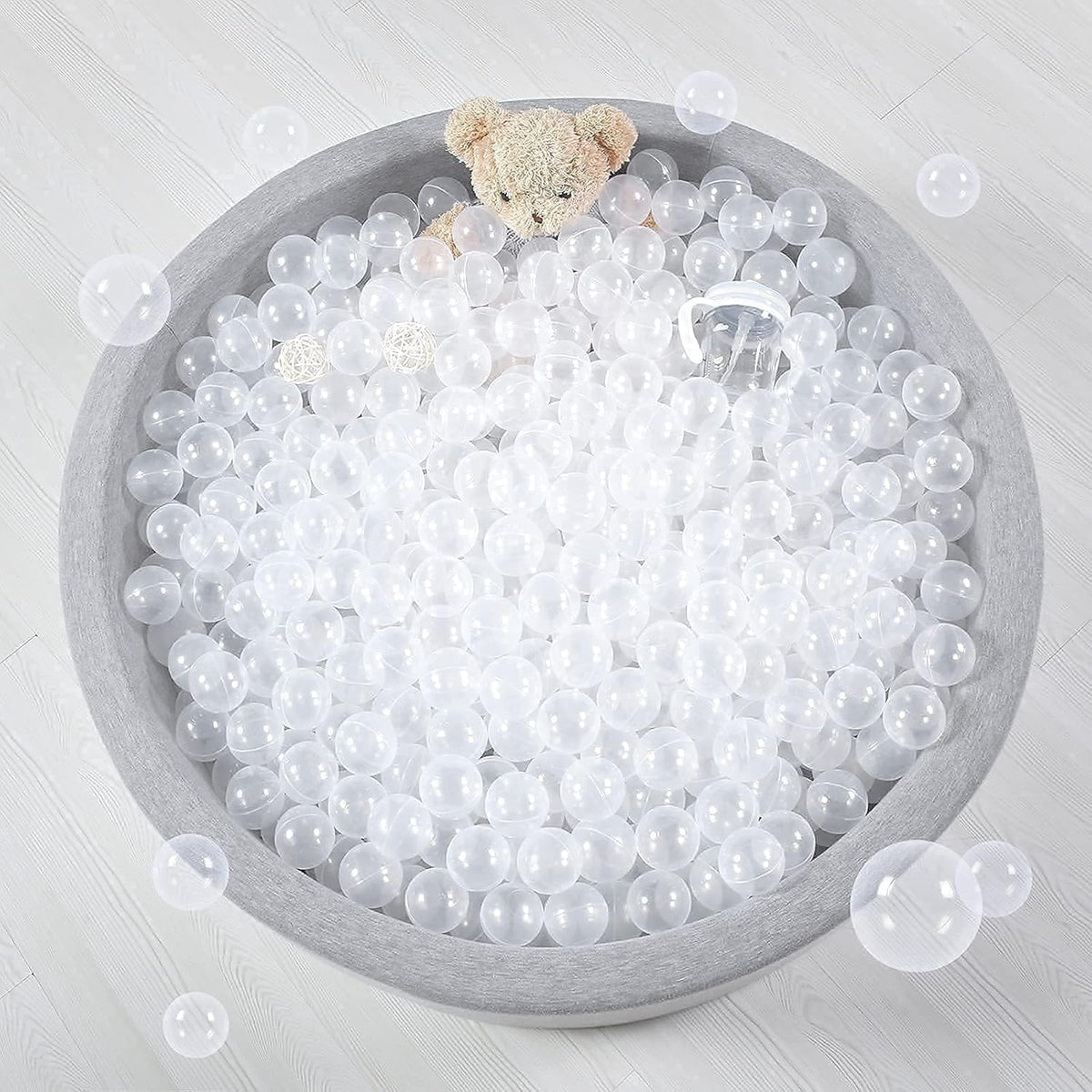 Ball Pit Balls for Kids, Plastic Refill 2.2 Inch Balls, 100 Pack, Bright Colors, Phthalate and BPA