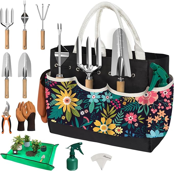 22Pcs Gardening Tools Set for Women Heavy Duty Garden Hand Tool Kit Gardener Gifts for Beginner