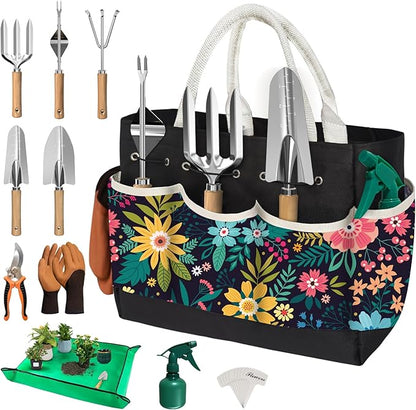 22Pcs Gardening Tools Set for Women Heavy Duty Garden Hand Tool Kit Gardener Gifts for Beginner