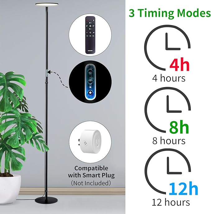 chiphy Grow Lights, 85" Full Spectrum Plant Light for Indoor Plants, 4/8/12H Timer, 40W Grow Lamp