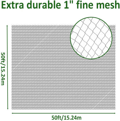 50 x 50 FT Bird Netting for Garden Woven Mesh Garden Netting for Plants, Vegetable, Fruit Trees