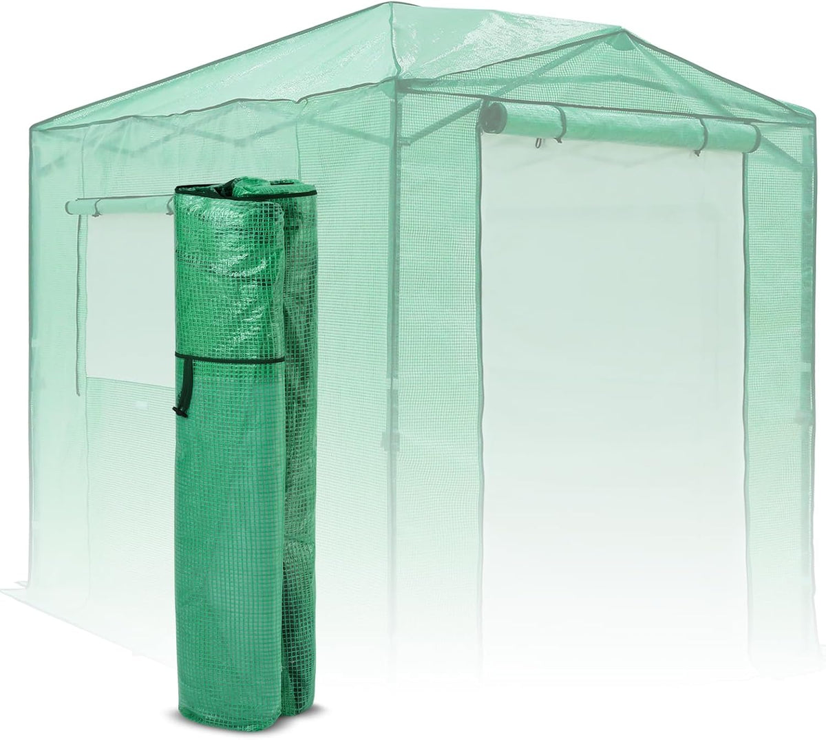 EAGLE PEAK Replacement Cover for 8x6 Portable Pop up Greenhouse, Dual Roll-up Zipper PE Door &