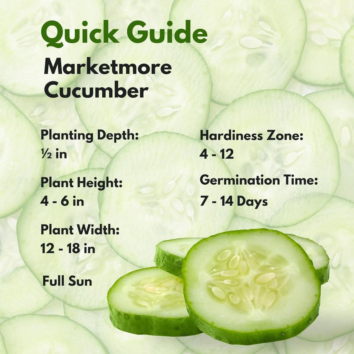 250+ Organic Marketmore Cucumber Seeds – Premium Heirloom Seeds – Perfect for Gardens, Raised Beds