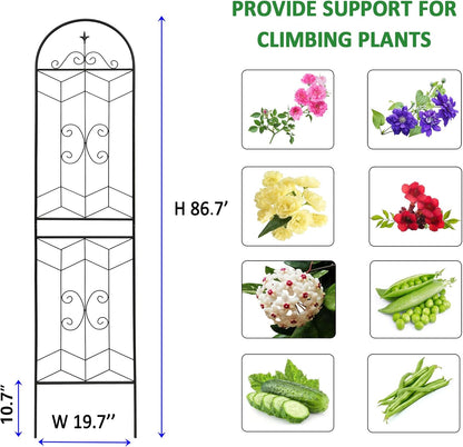 4 Pack Metal Garden Trellis 86.7" Tall Outdoor Climbing Plant Support for Roses, Flowers, Rustproof