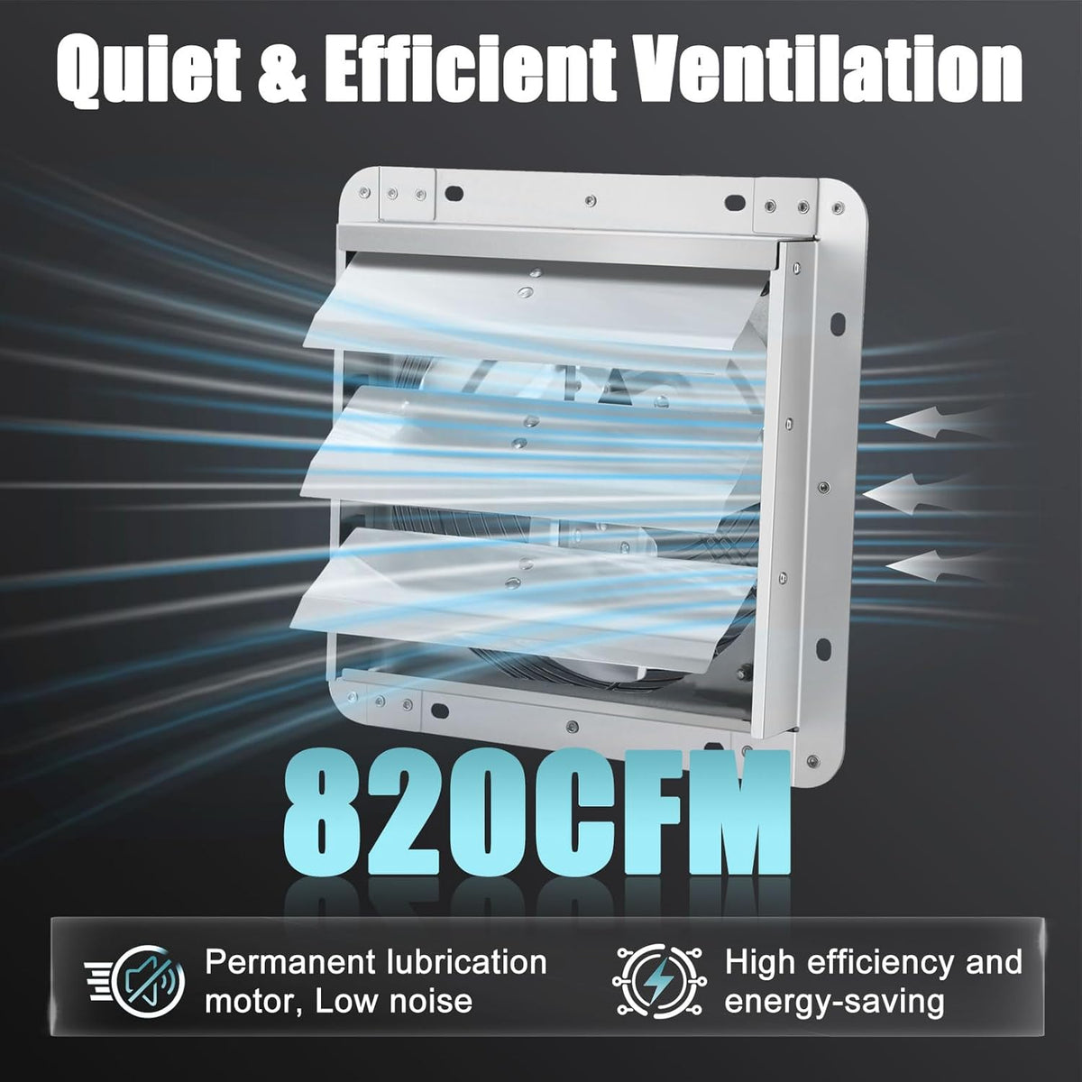 Criditpid 10 Inch Shutter Exhaust Fan with Speed Controller and Power Cord, 820 CFM 1650 RPM Wall