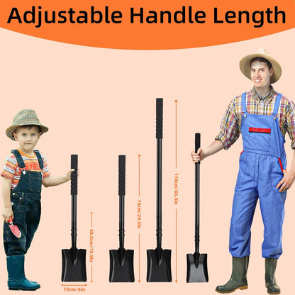 Small Square Shovel 43.3Inches Heavy Duty Garden Tools with Metal Handle, Small Transfer Spade for