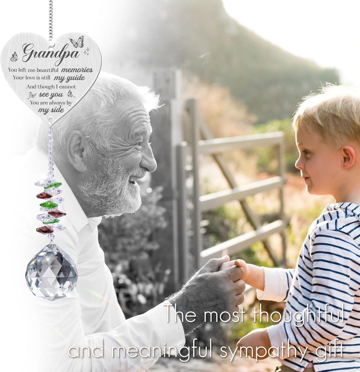 Sympathy Gifts for Loss of Grandfather,Memorial Crystal Suncatcher,Memorial Gifts for Loss of