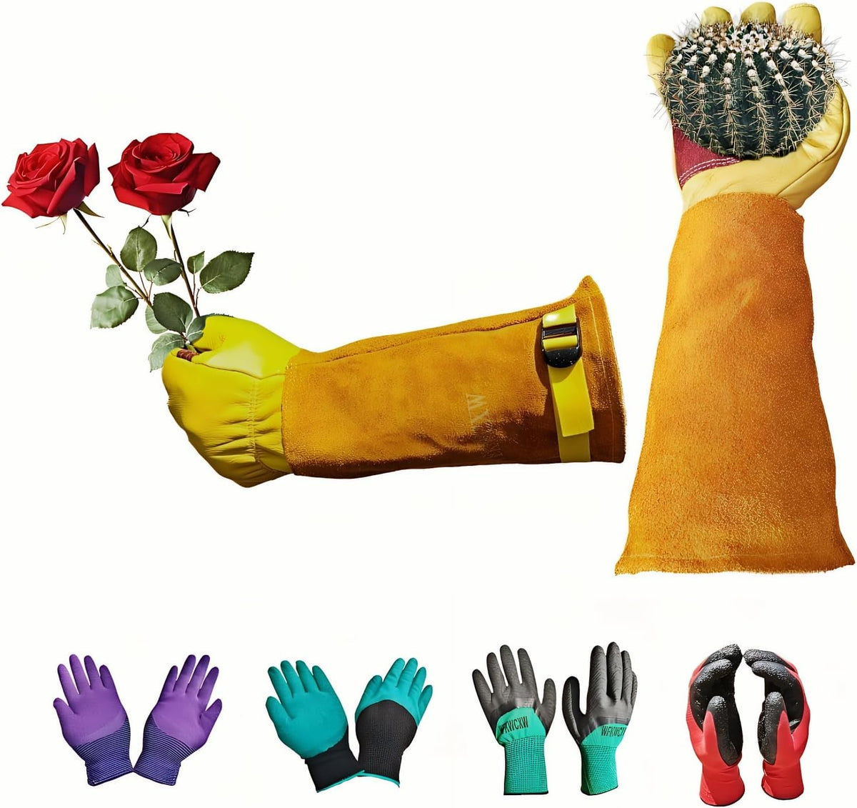 Gardening Gloves for Women/Men,Rose Pruning Long Leather Garden Gloves Thorn Proof