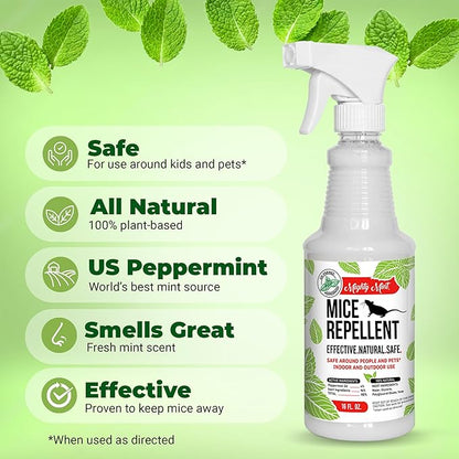 Mighty Mint Peppermint Oil Mouse Repellent Spray – Natural Indoor & Outdoor Control for Mice and