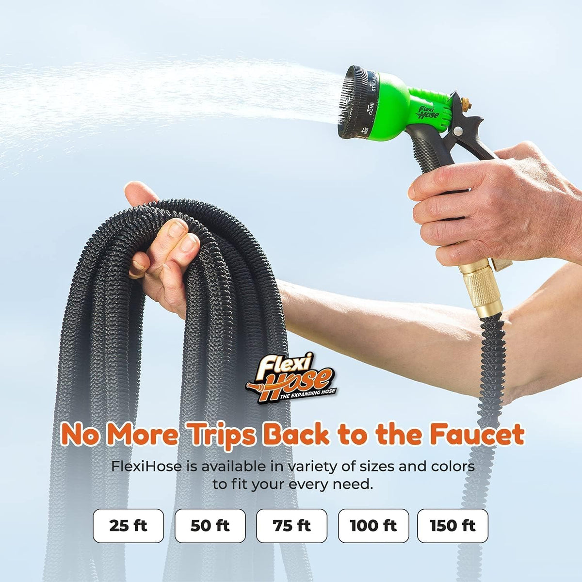 Flexi Hose PLUS with 8 Function Nozzle Expandable Garden Hose, Lightweight & No-Kink Flexible