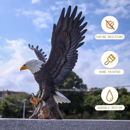 Magnificent Bald Eagle Statue - Durable Resin Outdoor Garden Sculpture & Yard Art Decor for Lawn