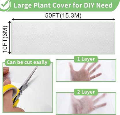 SPORTYOUTH Plant Covers Freeze Protection 10 x 50 FT 1.2 oz/yd² Frost Cloth Blankets Large Thicker