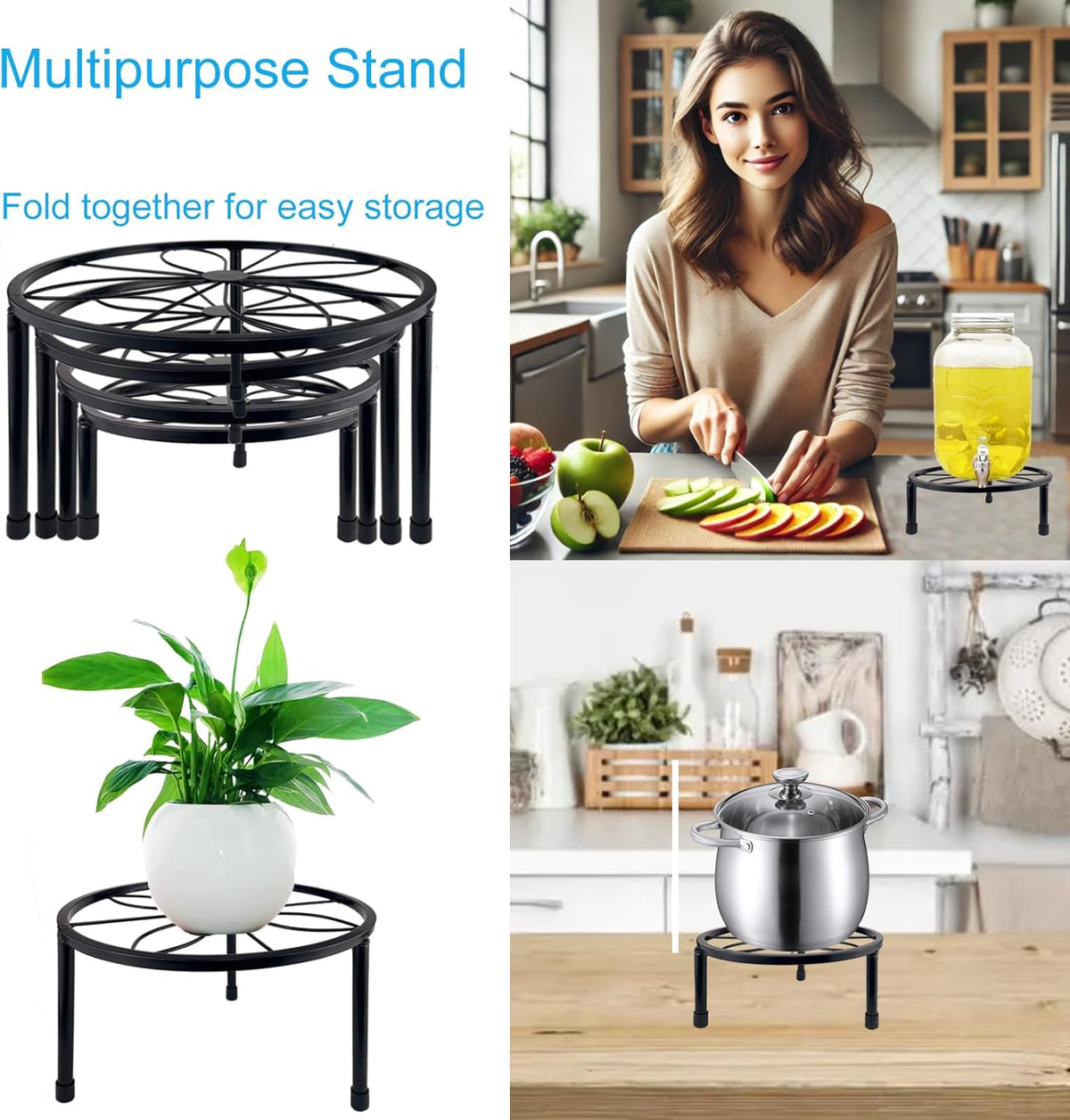 5 Packs Metal Plant Stand Indoor, Outdoor Black Plant Stand for Multiple Plant, Rustproof Iron