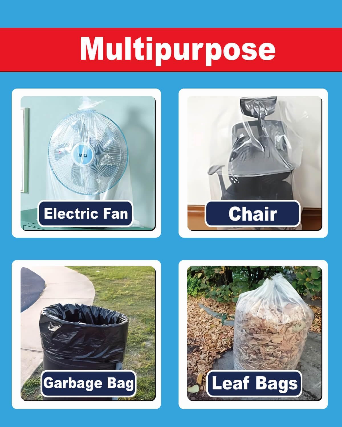 6 Mil Heavy Duty Contractor Trash Bags - 20 Pack Large Clear Construction Garbage Bags for 50/55/60