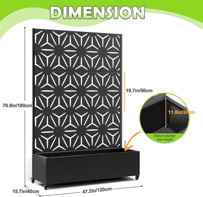 15.7"×70.9"×47.2" Metal Raised Garden Bed with Trellis and Wheels - Tall Trellis Planter Box for