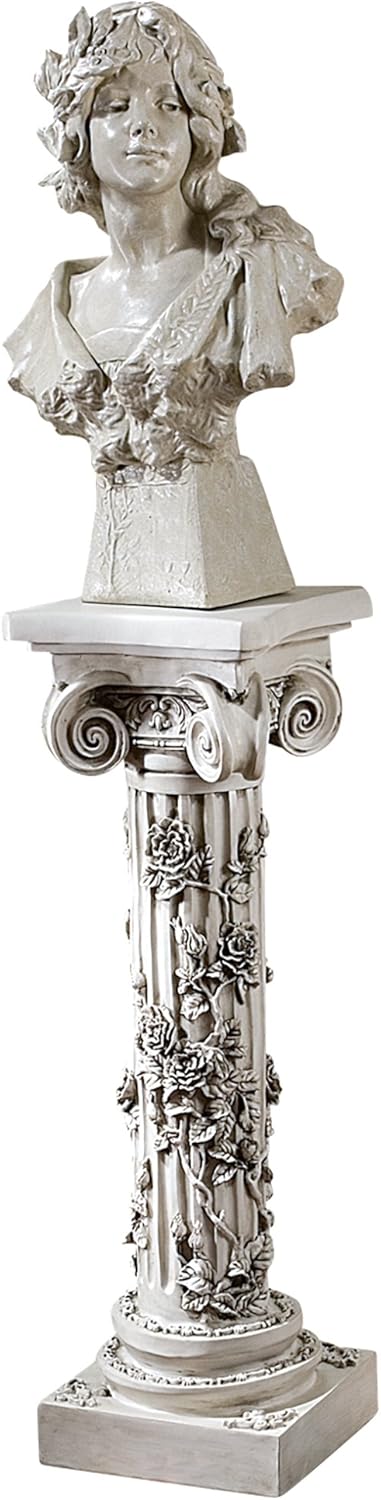 Design Toscano EU2866 Rose Garland Indoor/Outdoor Pedestal Plant Stand, 11 Inches Wide, 34 Inches