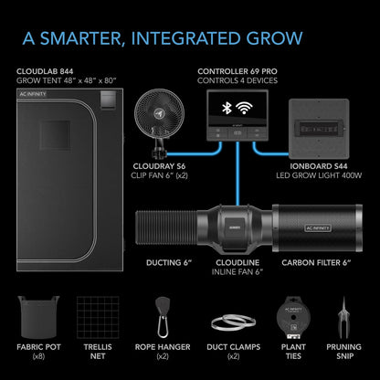 AC Infinity Advance Grow System 4x4, 4-Plant Kit, WiFi-Integrated Grow Tent Kit, Automate