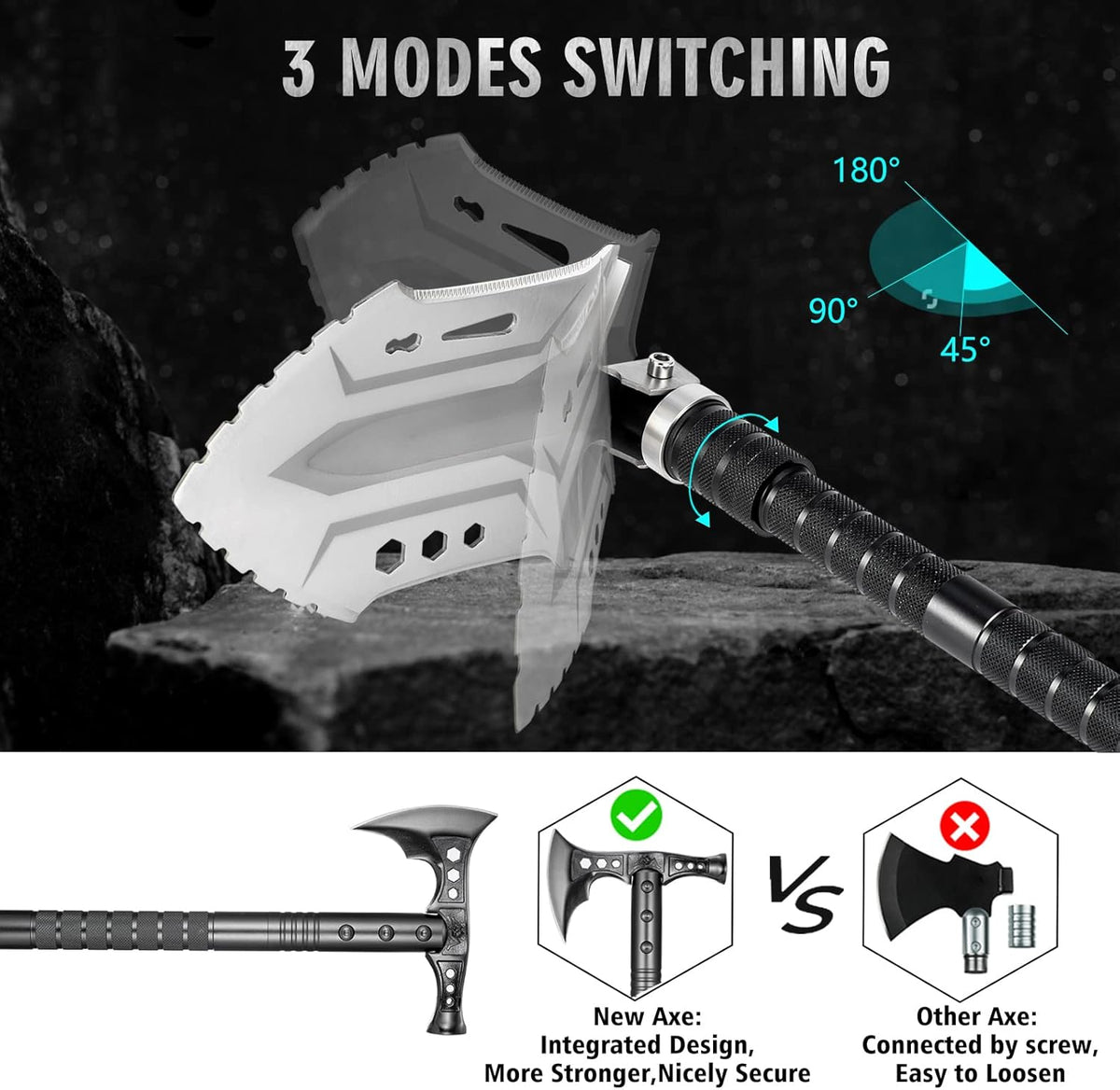 Camping Shovel Axe Outdoor Survival Shovel Set with High Carbon Steel Camping Gear for Men Outdoor
