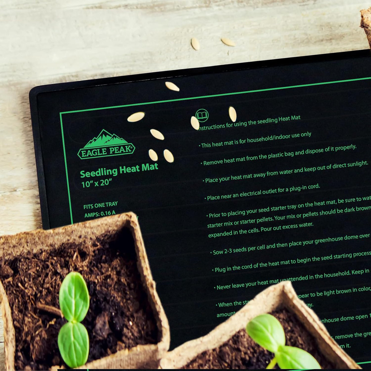 EAGLE PEAK 2 Pack Waterproof Seedling Heat Mat 10” x 20”, UL & MET-Certified Heating Pad for Seed