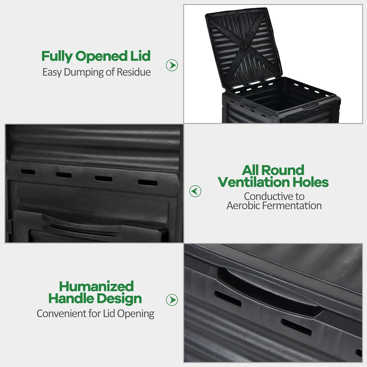 Goplus Compost Bin, 80 Gallon (300 L) Large Outdoor Composting Box w/Top Flip Latch-on Lid, Bottom