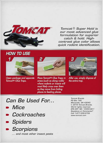 Tomcat Super Hold Glue Traps Mouse Size, 3-Pack (12 Glue Traps)